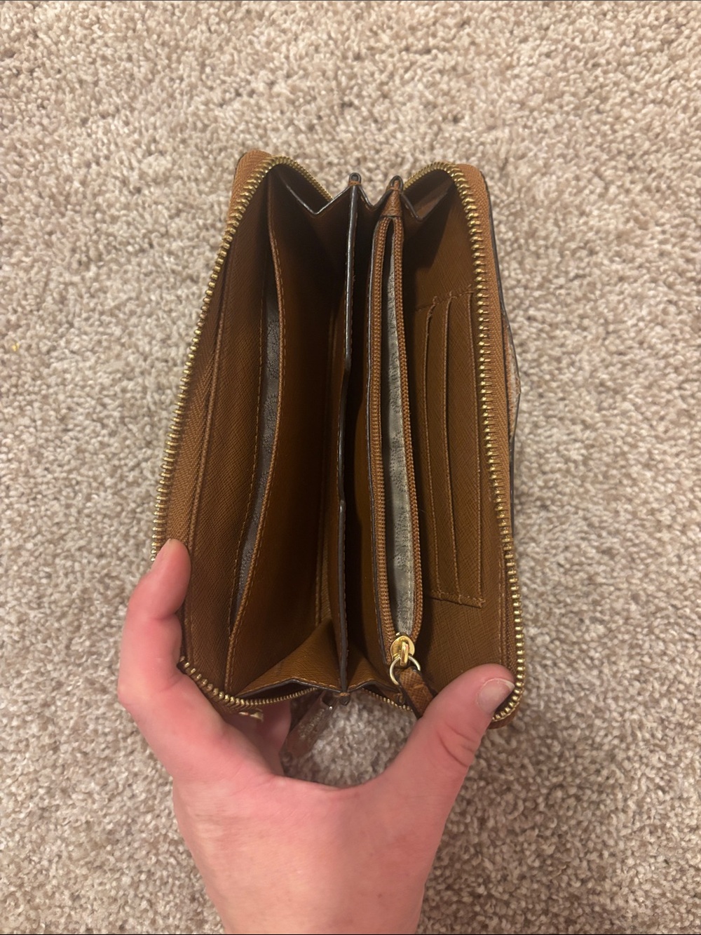 Michael Kors Brown Zip-Around Leather Wallet